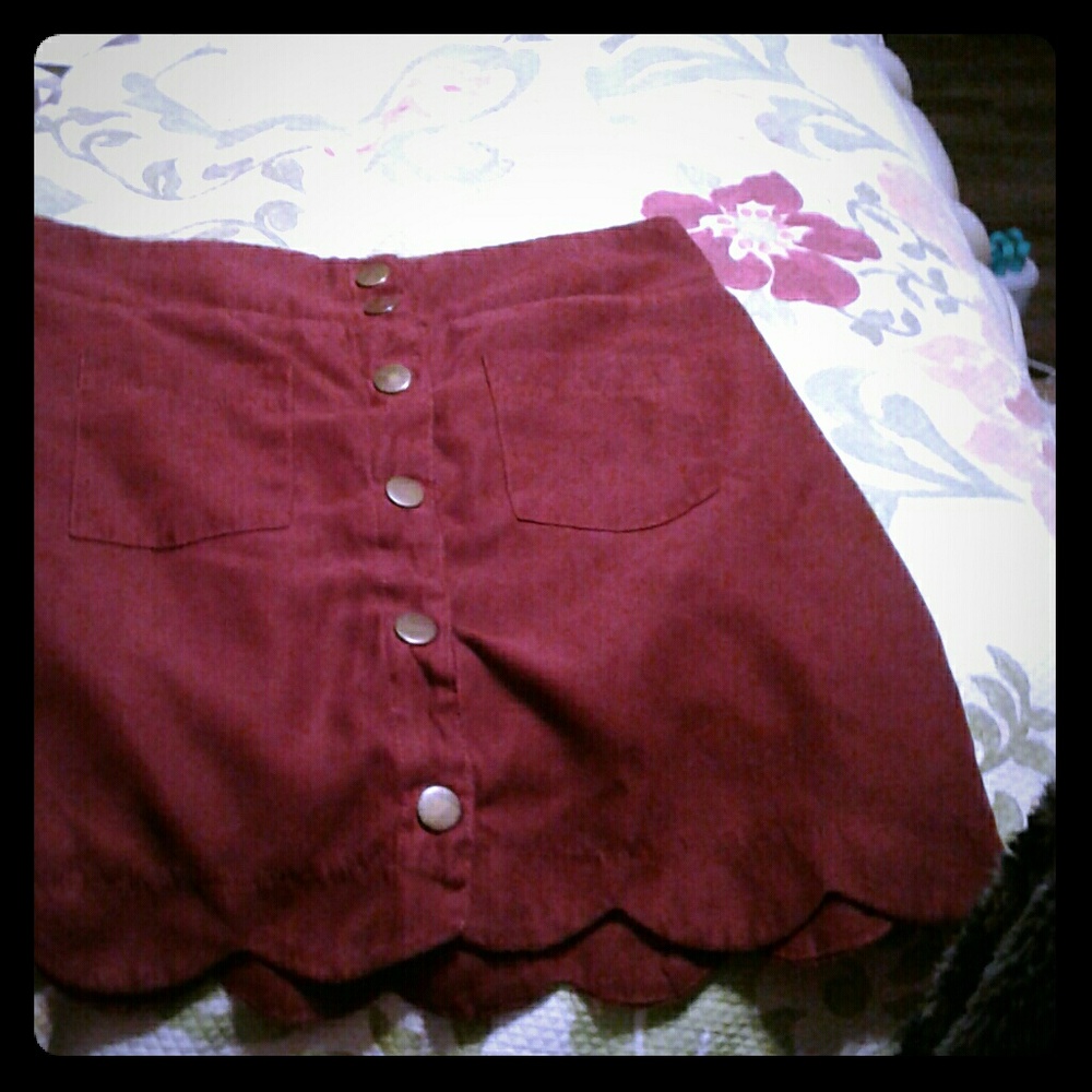 A brown burgundy skirt
